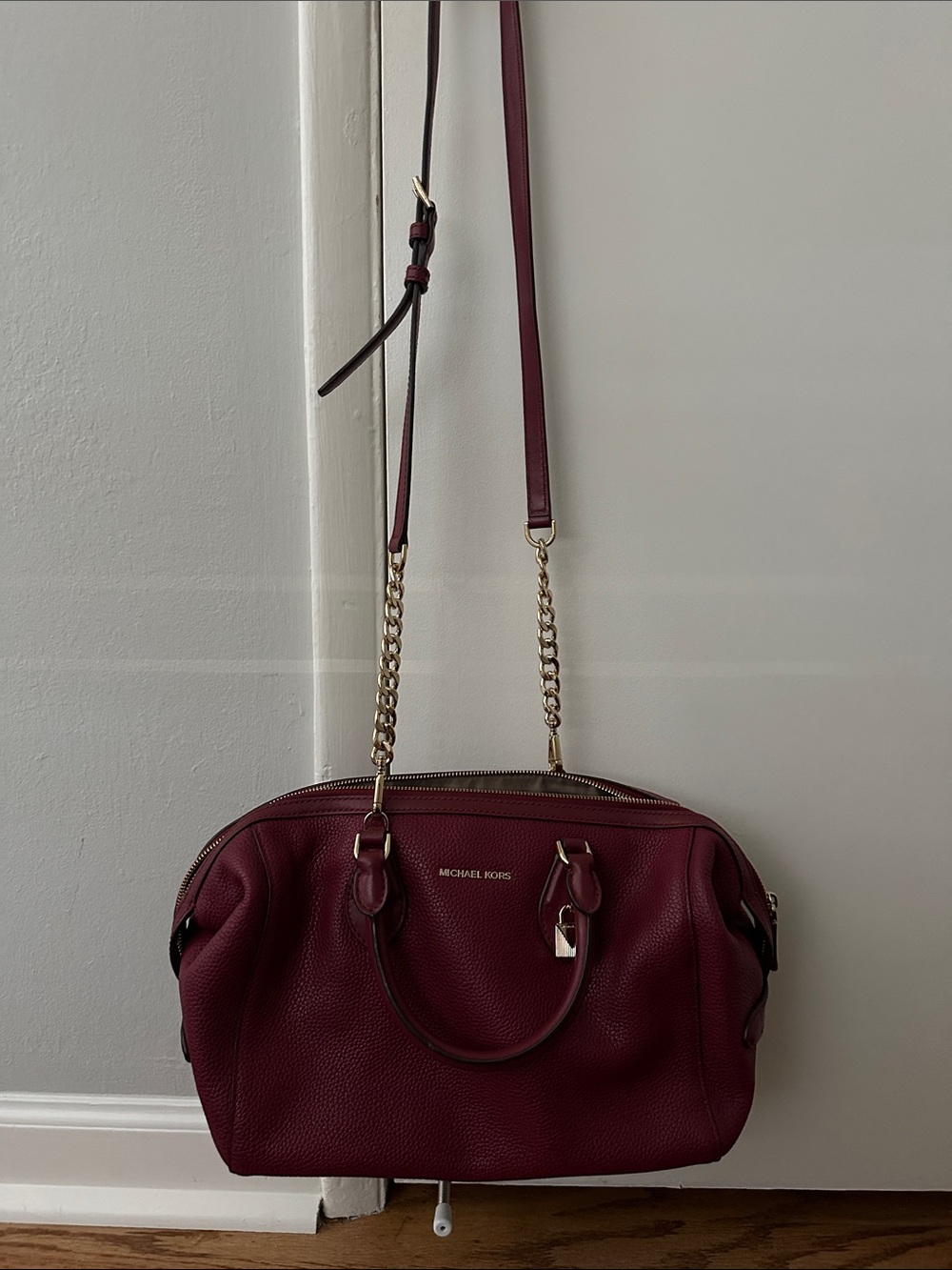 Michael Kors Wine Leather Satchel with Gold Hardware - Picture 7 of 11